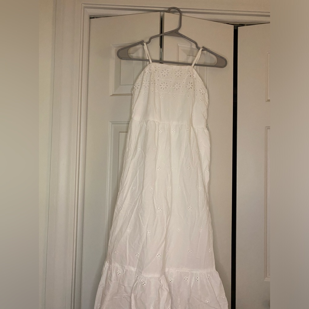 White Eyelet Spaghetti Strap Dress